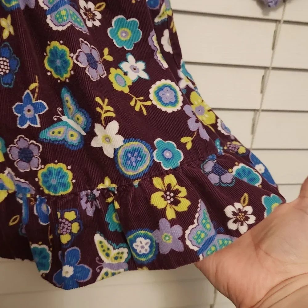 Vintage Osh Gosh 2 Piece Floral Purple Courduroy Kids Dress Size 12 months